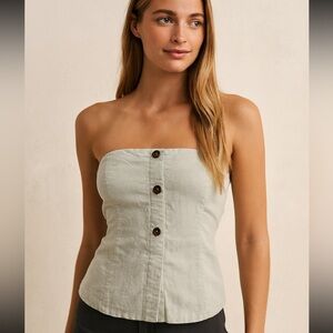 Abercrombie & Fitch Green Fitted Buttoned Top